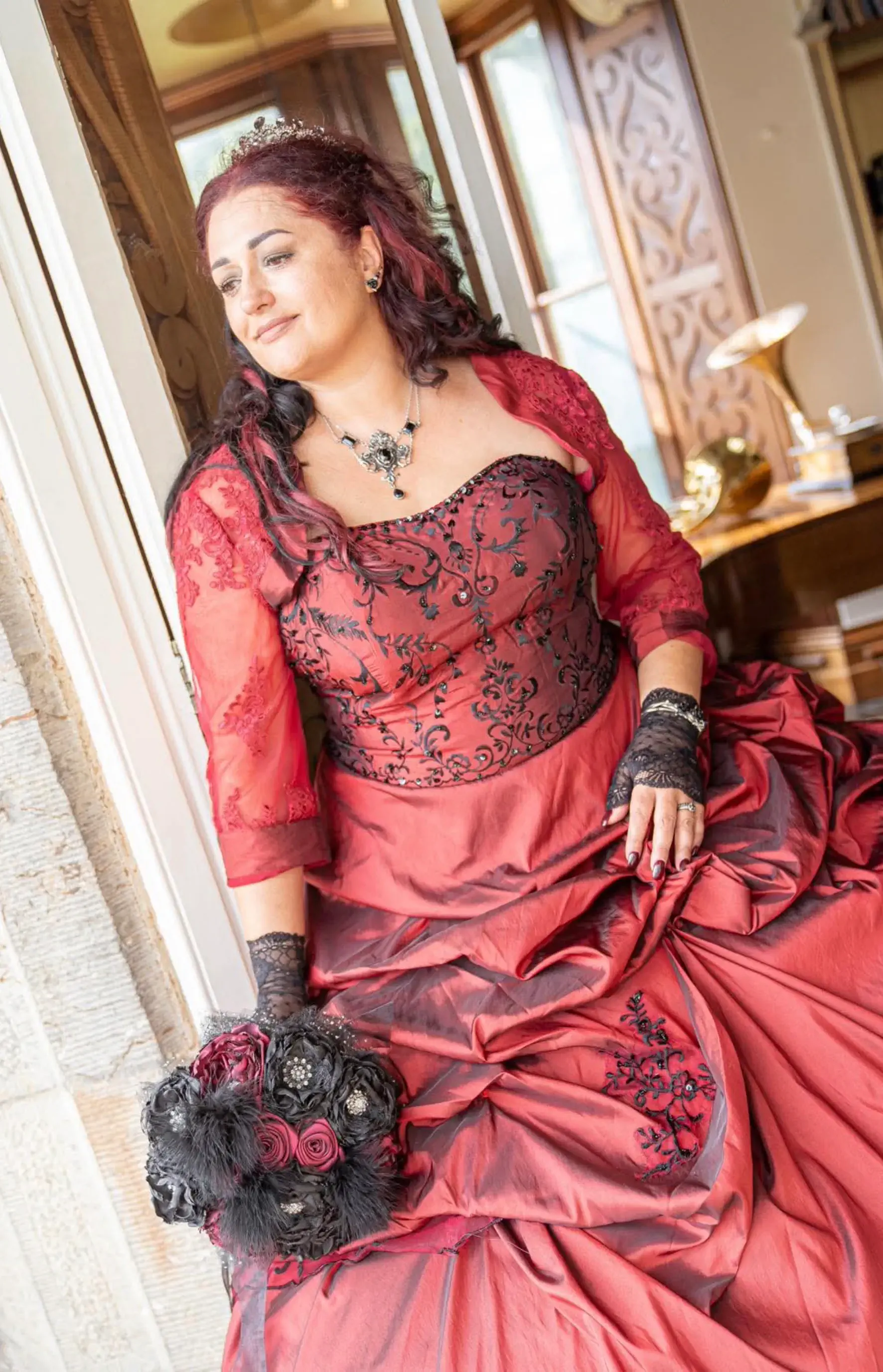 long flowing dress at the Rhianfa